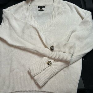 Massimo Dutti White V-Neck Sweater size M
